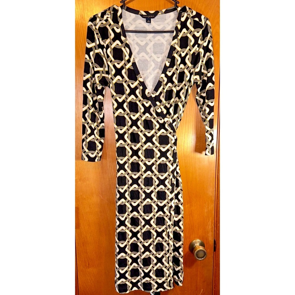 Banana Republic Chain Link‎ Geometric Wrap Dress XS